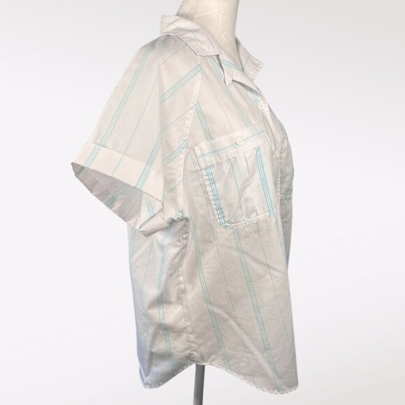 VTG Apricot Bay Short Sleeve Button-Up Shirt Front Pockets Pinstripe Size Large - Picture 6 of 10